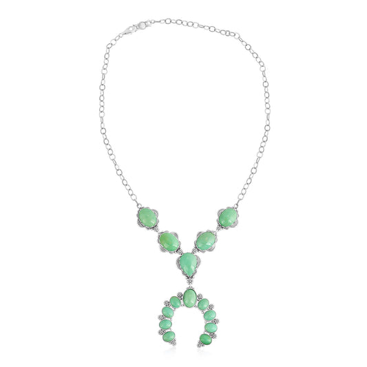 Sterling Silver Green Turquoise V-Shaped Naja Necklace