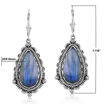LIMITED EDITION! Sterling Silver Labradorite Pear-Shaped Dangle Earrings