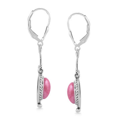 Sterling Silver Rhodonite Crossed Arrow Drop and Dangle Earrings