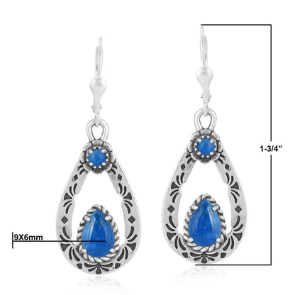 Sterling Silver Lapis Teardrop Dangle Earrings
