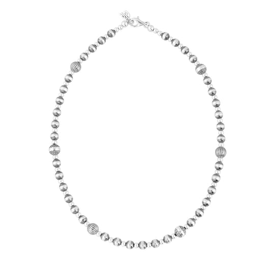 Sterling Silver Bead and Link Necklace