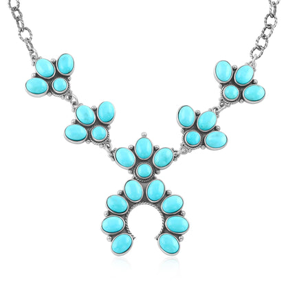 Sterling Silver Kingman Turquoise Cluster Naja Necklace, 18 Inches