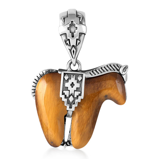 Sterling Silver Tiger's Eye Horse Pendant Enhancer