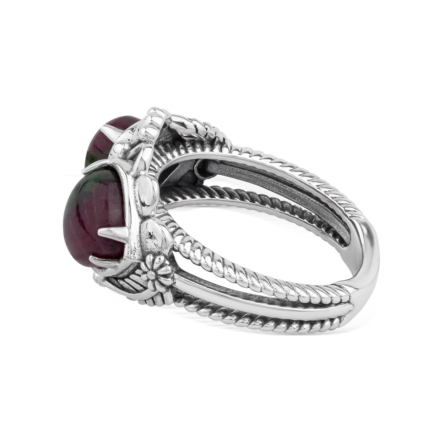EXCLUSIVELY OURS! Sterling Silver Ruby Zoisite Double Heart Ring, Sizes 5 to 11