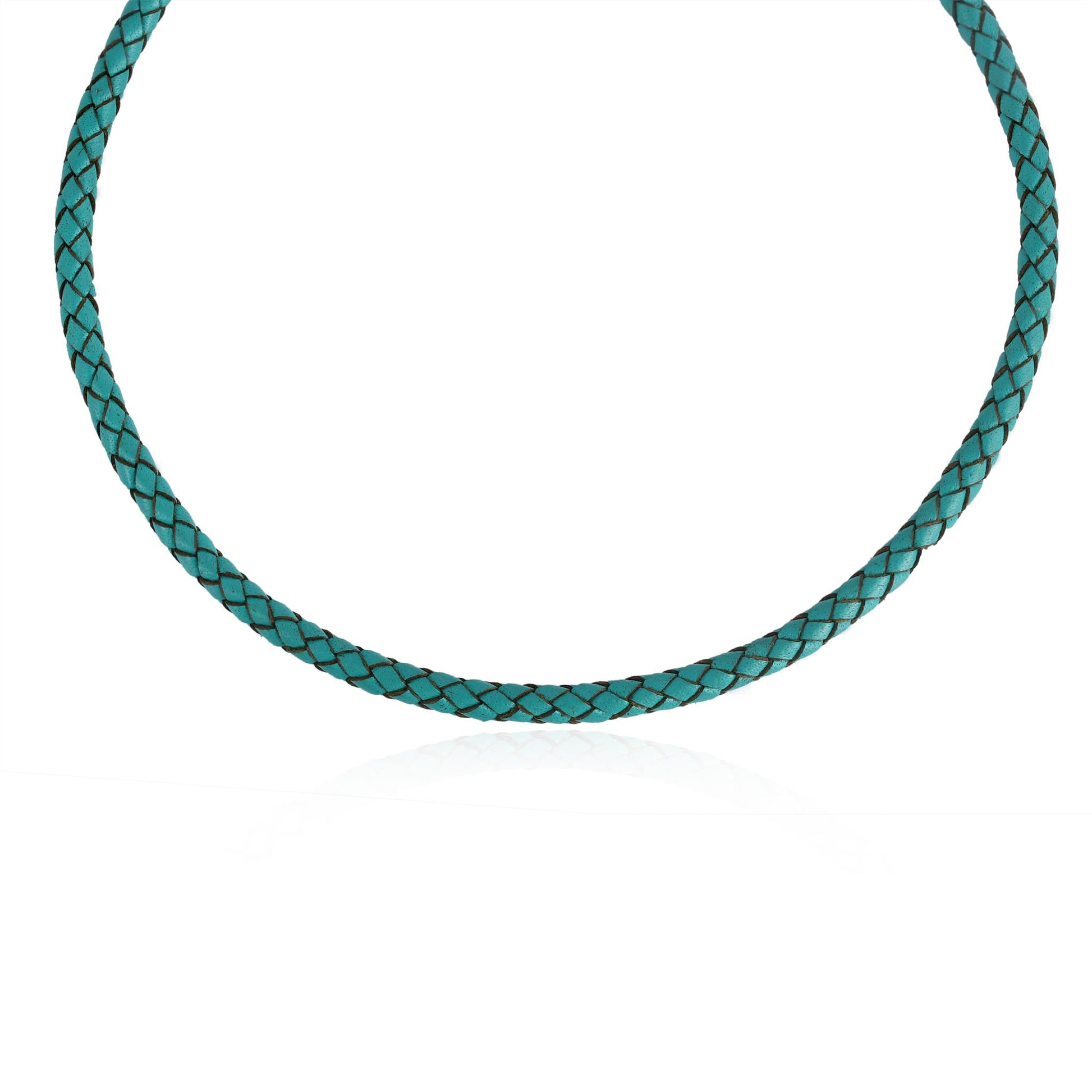 Sterling Silver Braided Turquoise Leather Toggle Necklace