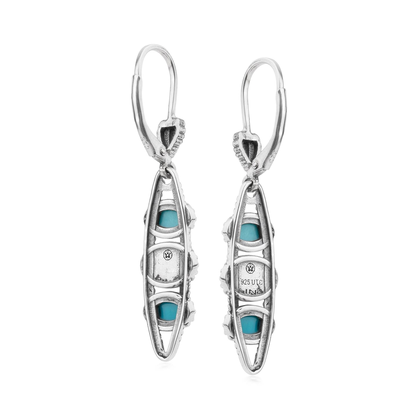 EXCLUSIVELY OURS! Sterling Silver Sleeping Beauty Turquoise Friendship Lever Back Dangle Earrings