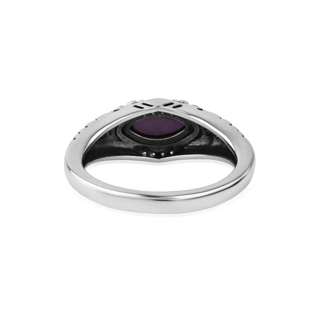 Sterling Silver Phosphosiderite Marquise Gemstone Etched Ring, Sizes 5 to 11