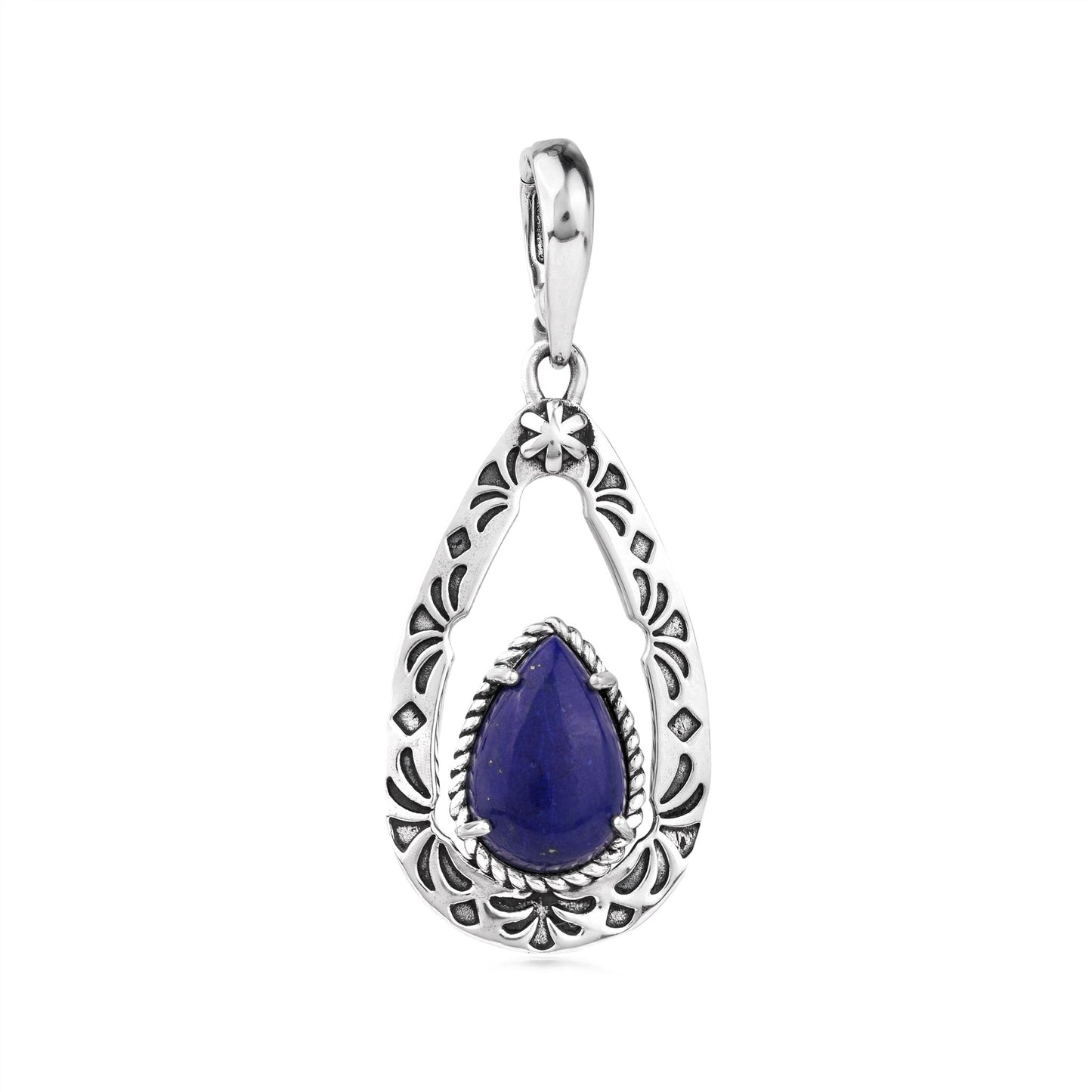 EXCLUSIVELY OURS! Sterling Silver Lapis Pear Open Teardrop Pendant Enhancer