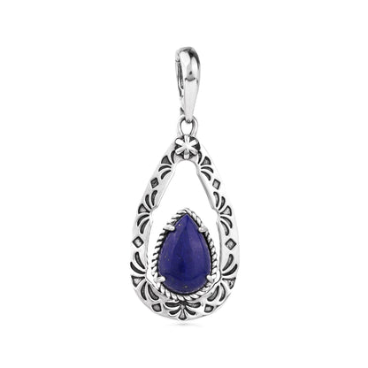 EXCLUSIVELY OURS! Sterling Silver Lapis Pear Open Teardrop Pendant Enhancer