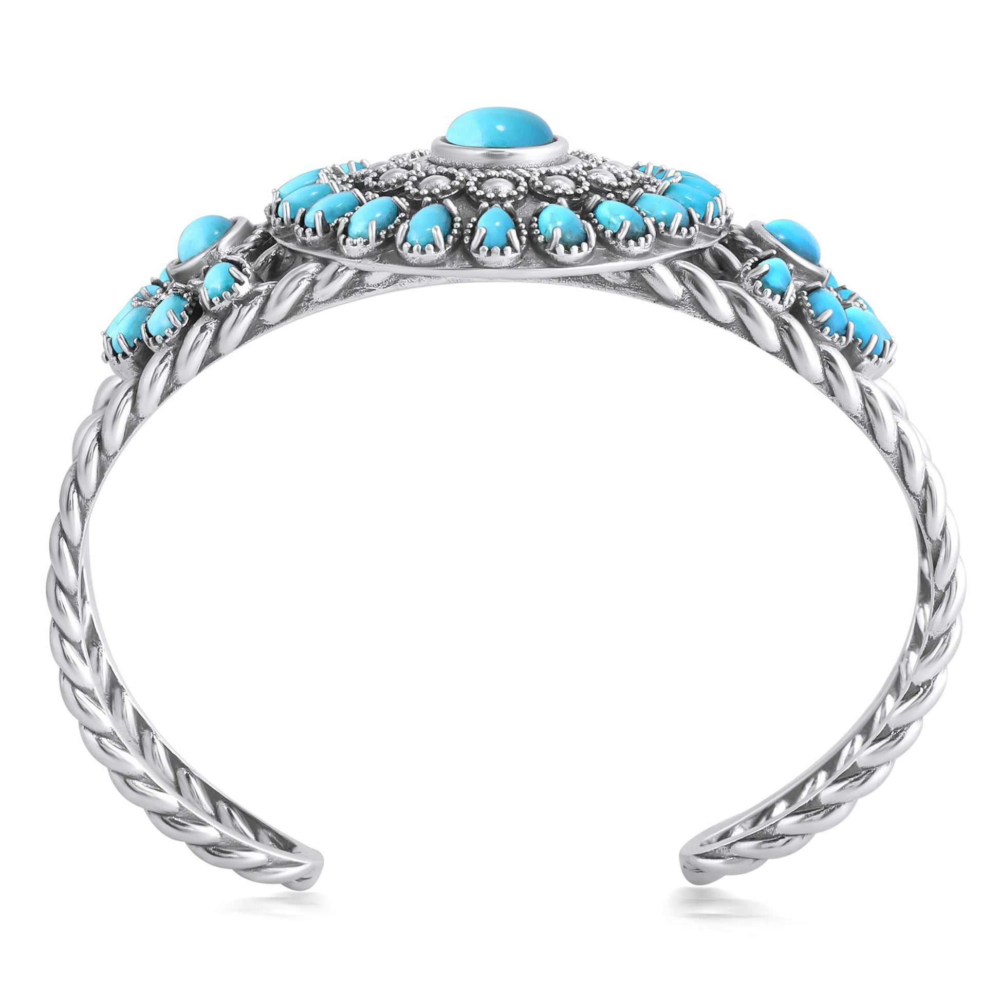 EXCLUSIVELY OURS! Sterling Silver Kingman Turquoise Bold Pear and Oval Cut Cuff Bracelet