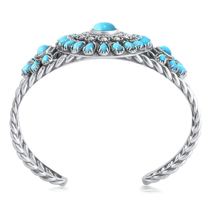 EXCLUSIVELY OURS! Sterling Silver Kingman Turquoise Bold Pear and Oval Cut Cuff Bracelet