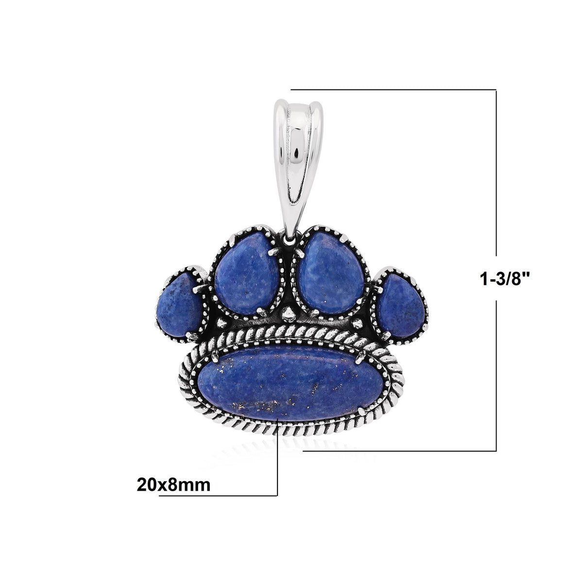 Sterling Silver Lapis Pawprint Pendant Enhancer