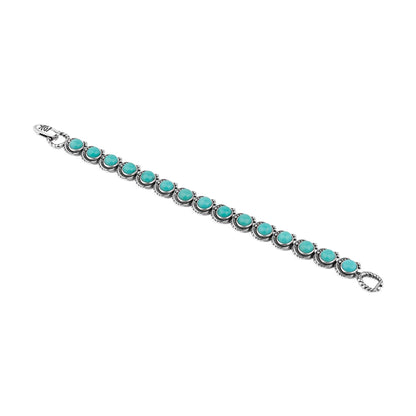 LIMITED EDITION! Sterling Silver Kingman Turquoise Round Cabochon Tennis Bracelet, Sizes Small to Large