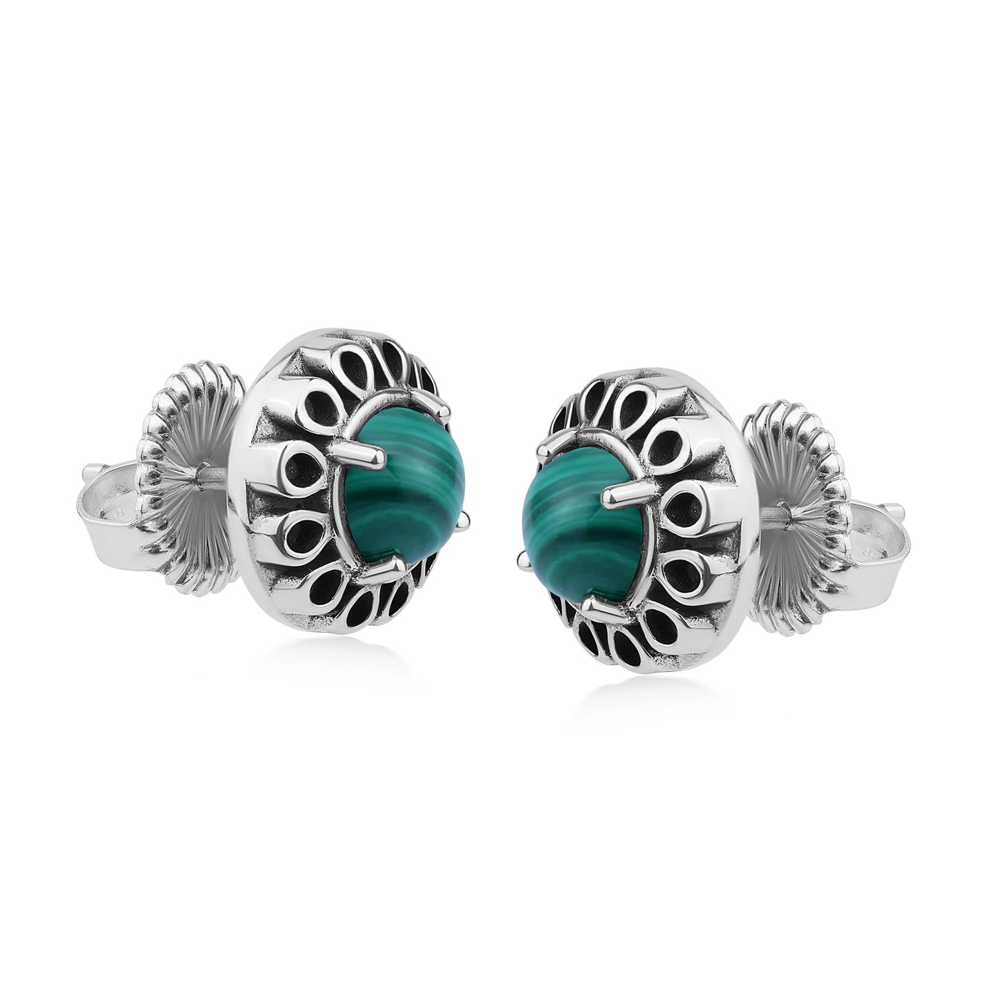 EXCLUSIVELY OURS! Sterling Silver Malachite Sunburst Stud Earrings