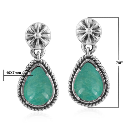 EXCLUSIVELY OURS! Sterling Silver Green Turquoise Pear-Cut Dangle Earrings