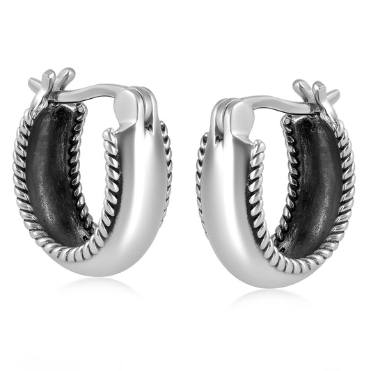 EXCLUSIVELY OURS! Sterling Silver Rope Edge Huggie Hoop Earrings