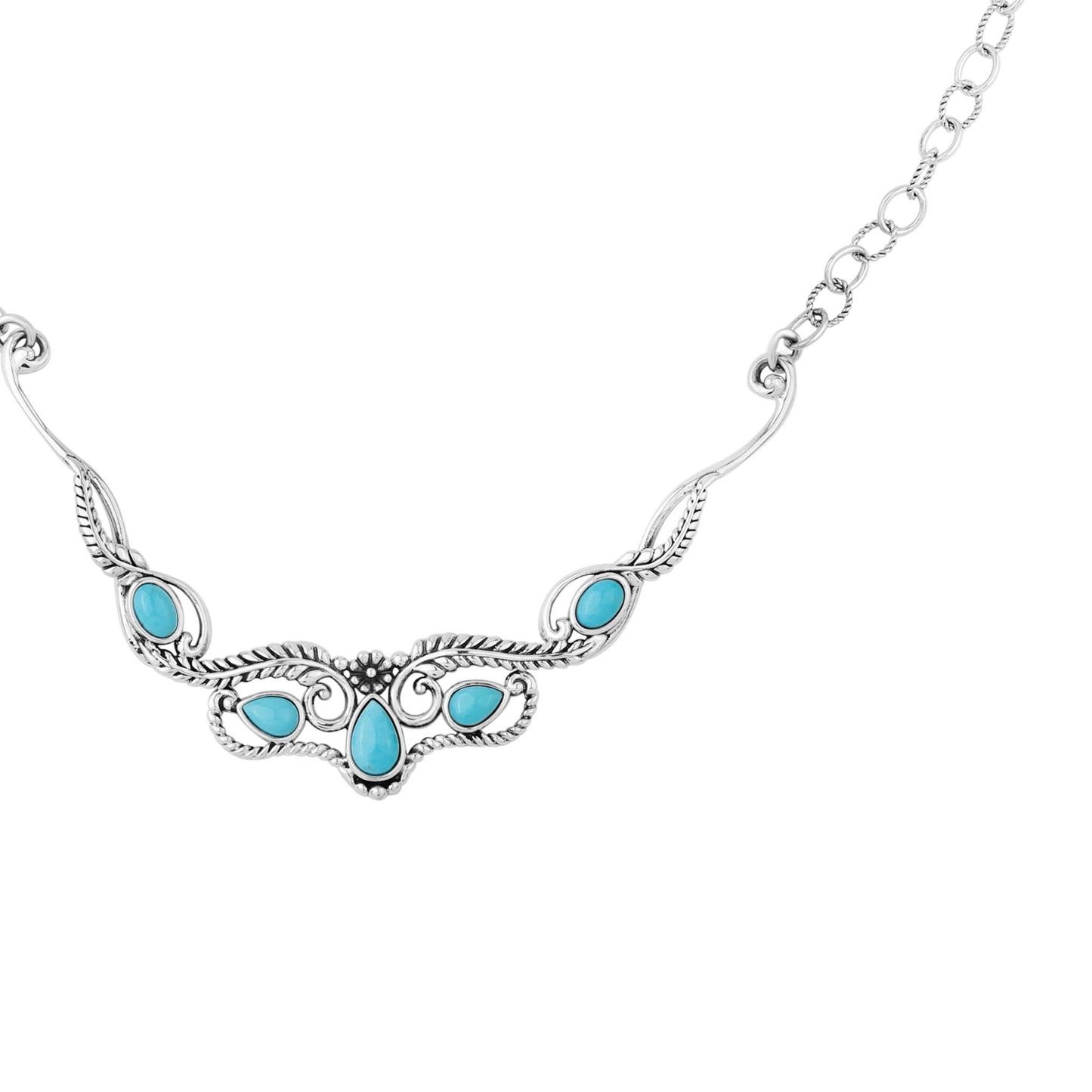 Sterling Silver Kingman Turquoise Feather Statement Necklace