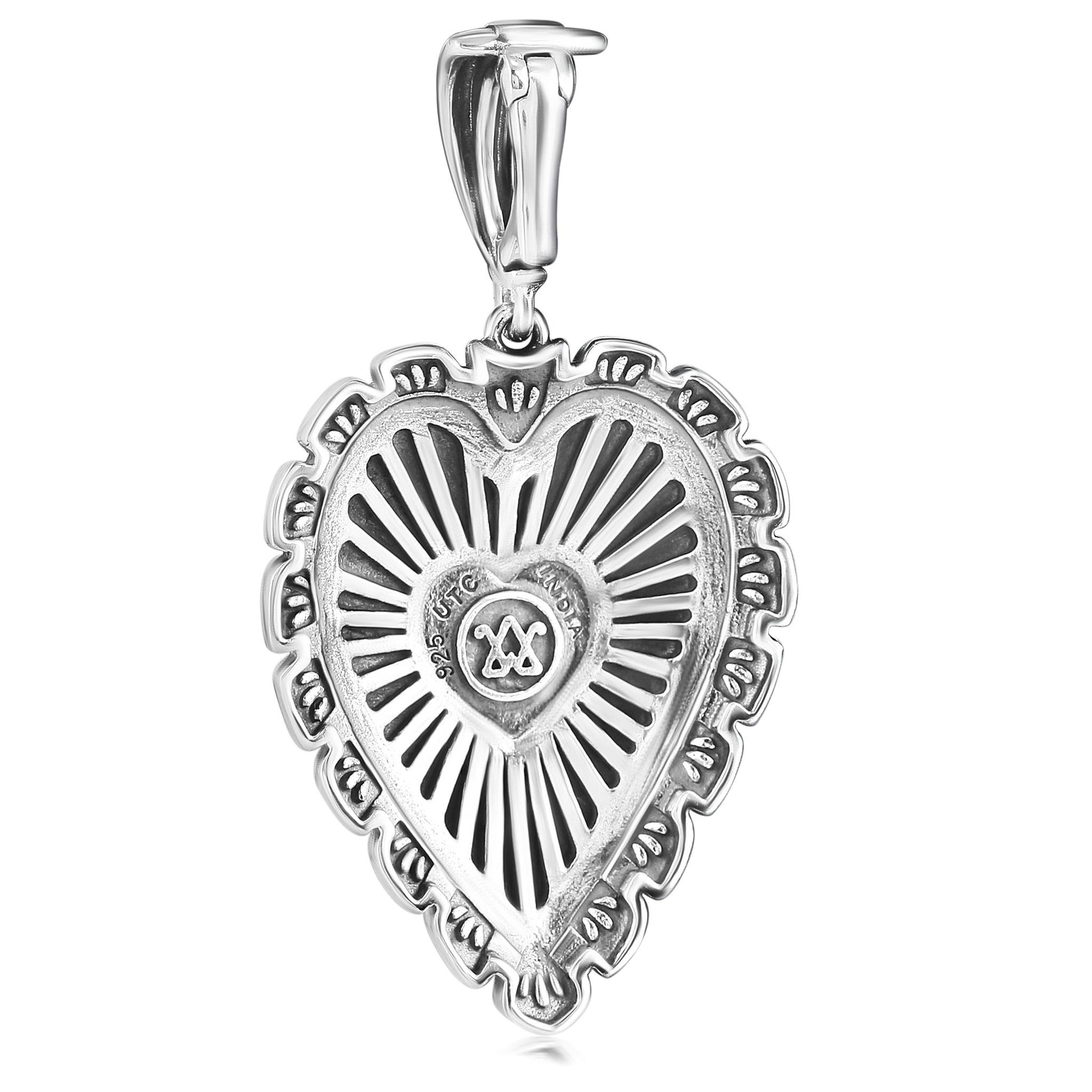 EXCLUSIVELY OURS! Sterling Silver Pink Opal Bold Heart Pendant Enhancer