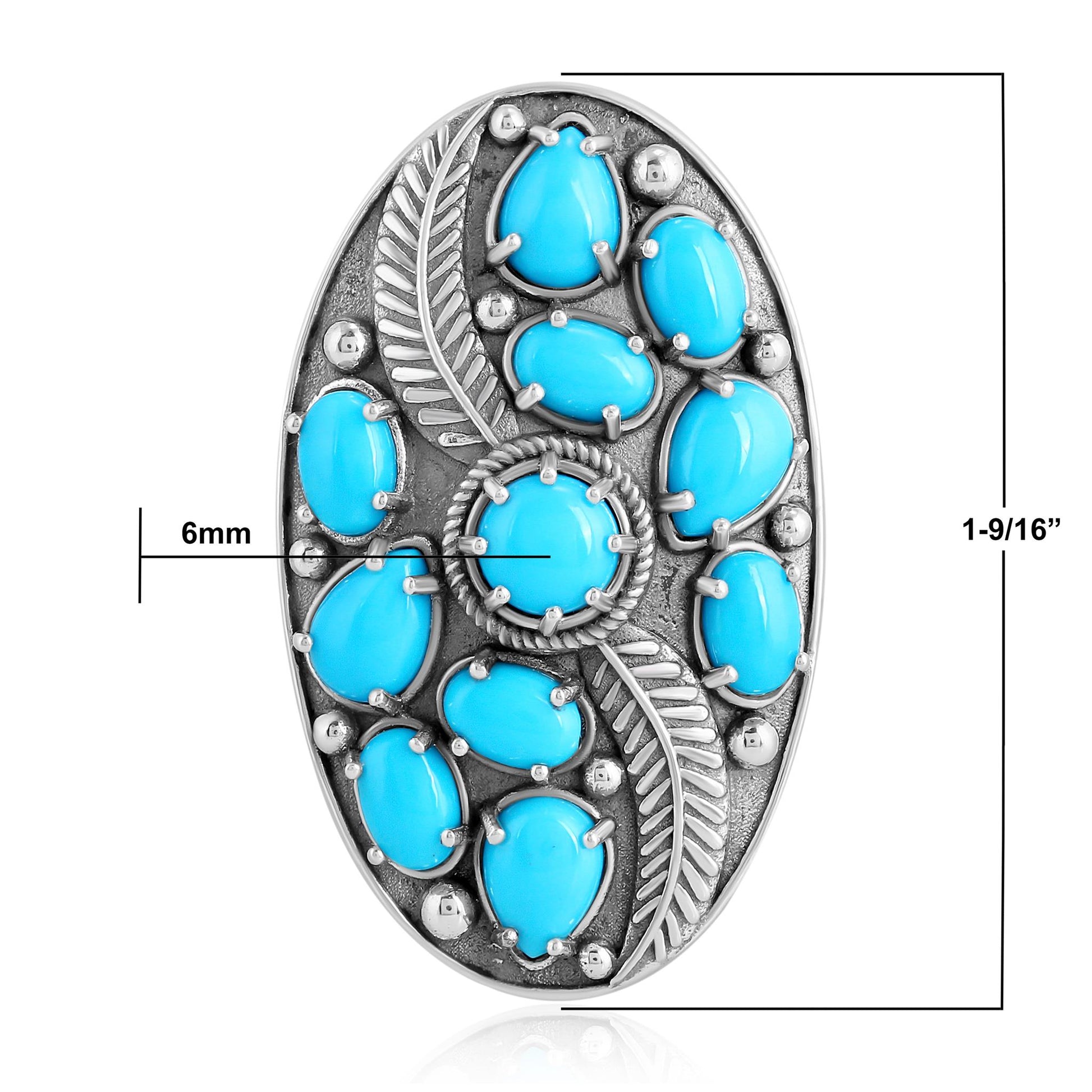 Sterling Silver Sleeping Beauty Turquoise Leaf Ring