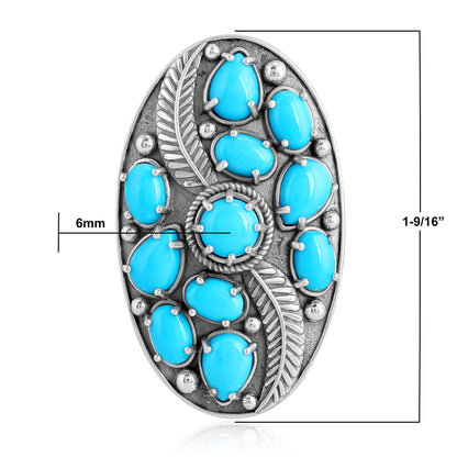 Sterling Silver Sleeping Beauty Turquoise Leaf Ring