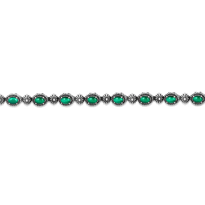 Sterling Silver Oval Malachite Tennis Bracelet