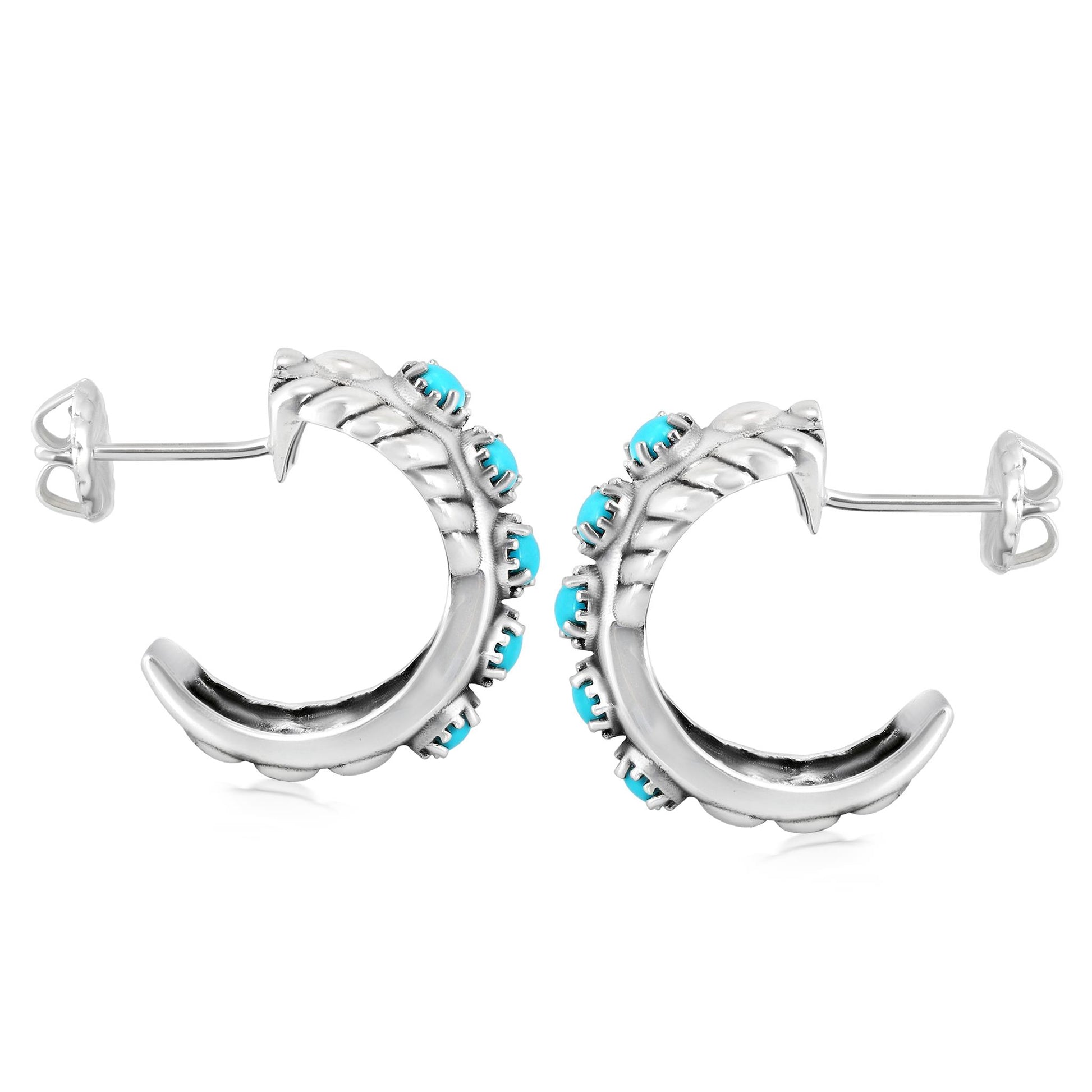 Sterling Silver Sleeping Beauty Turquoise Twist Hoop Earrings