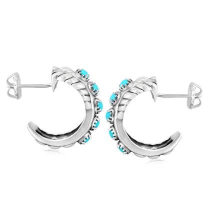 Sterling Silver Sleeping Beauty Turquoise Twist Hoop Earrings