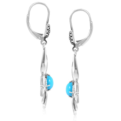 Sterling Silver Kingman Turquoise Hummingbird Earrings