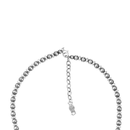 Sterling Silver Unakite Leaf and Vine Squash Blossom Necklace, 18 to 21 Inches