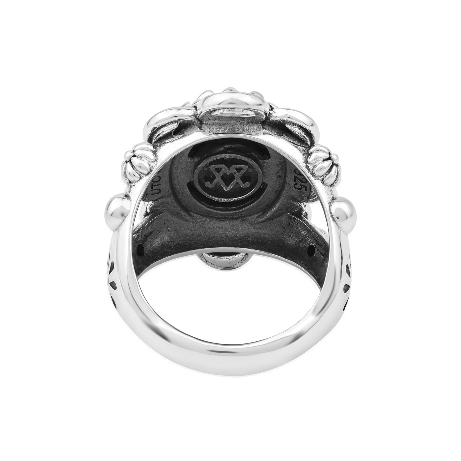 Sterling Silver Rhodonite Oval Scallop Ring