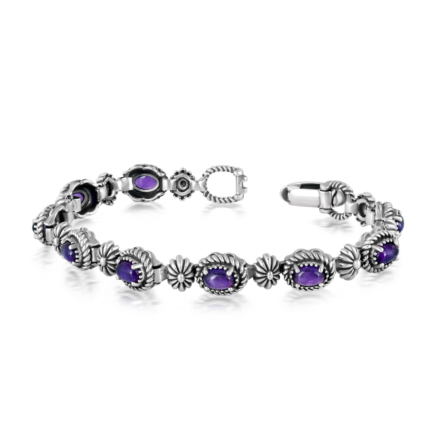 Sterling Silver Oval Amethyst Tennis Bracelet
