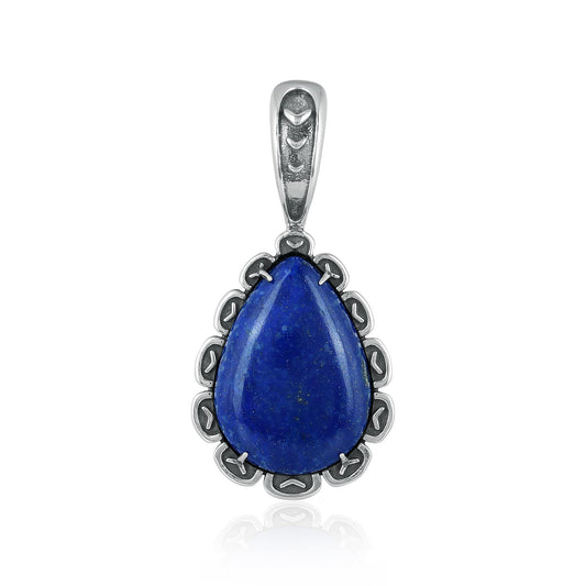 Sterling Silver Lapis Teardrop Pendant Enhancer