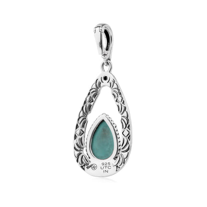 EXCLUSIVELY OURS! Sterling Silver Green Turquoise Pear Open Teardrop Pendant Enhancer