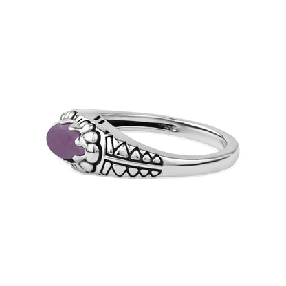 Sterling Silver Phosphosiderite Marquise Gemstone Etched Ring, Sizes 5 to 11