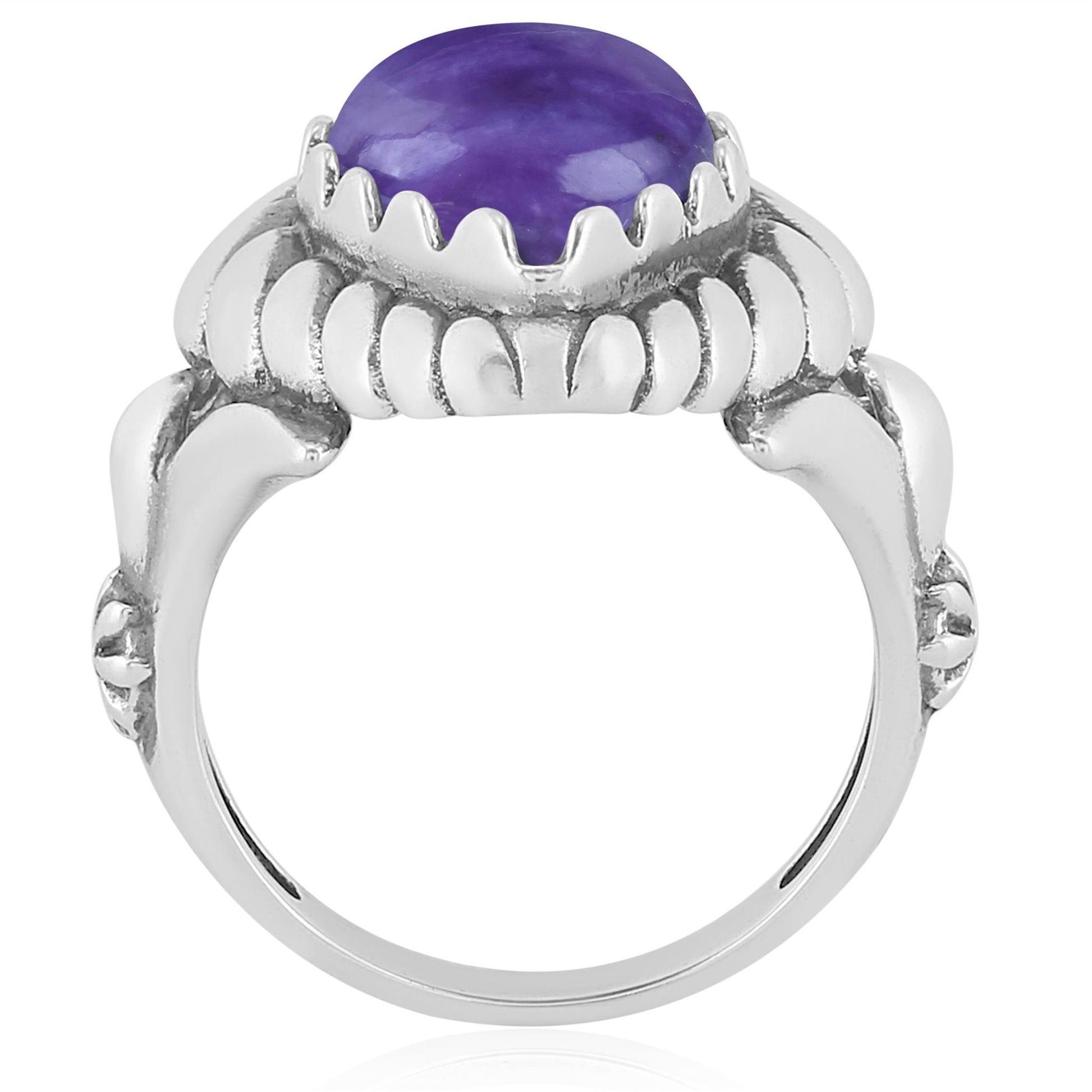 Sterling Silver Charoite Pear Cut Rope Ring