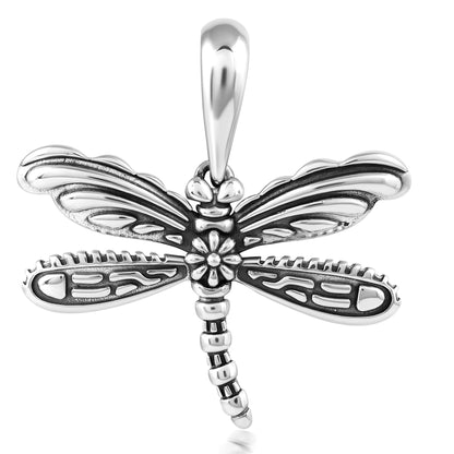 Sterling Silver Dragonfly Textured Pendant Enhancer