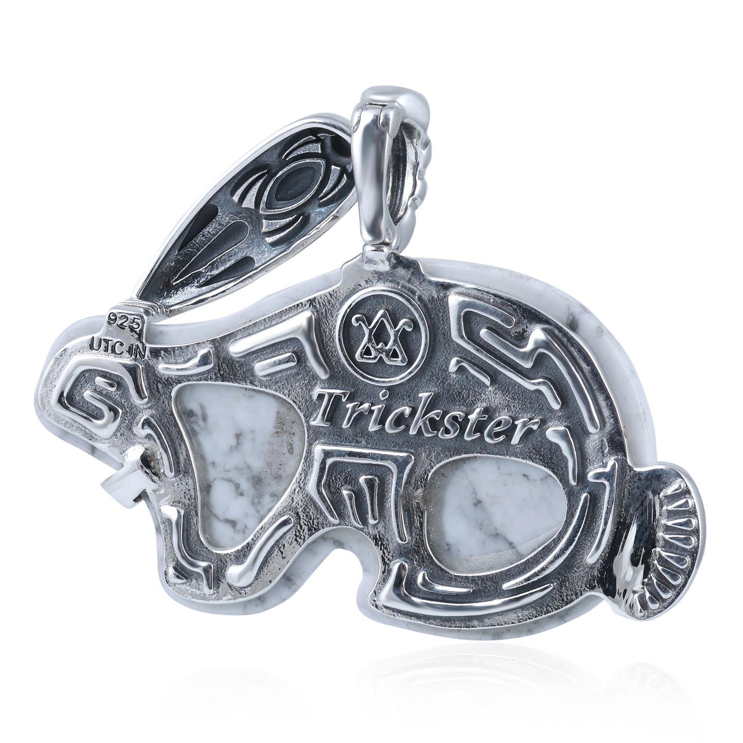 Sterling Silver White Howlite Rabbit "Trickster" Pendant Enhancer 