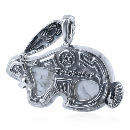 Sterling Silver White Howlite Rabbit "Trickster" Pendant Enhancer 