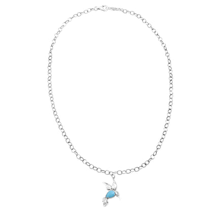 Sterling Silver Sleeping Beauty Turquoise Hummingbird Necklace