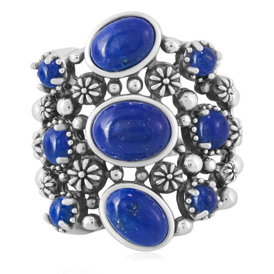 EXCLUSIVELY OURS! Sterling Silver Lapis 9-Stone Cluster Ring
