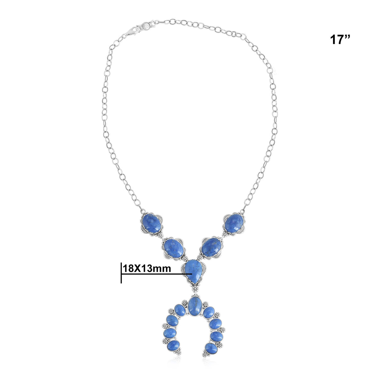 Sterling Silver Lapis V-Shaped Naja Necklace
