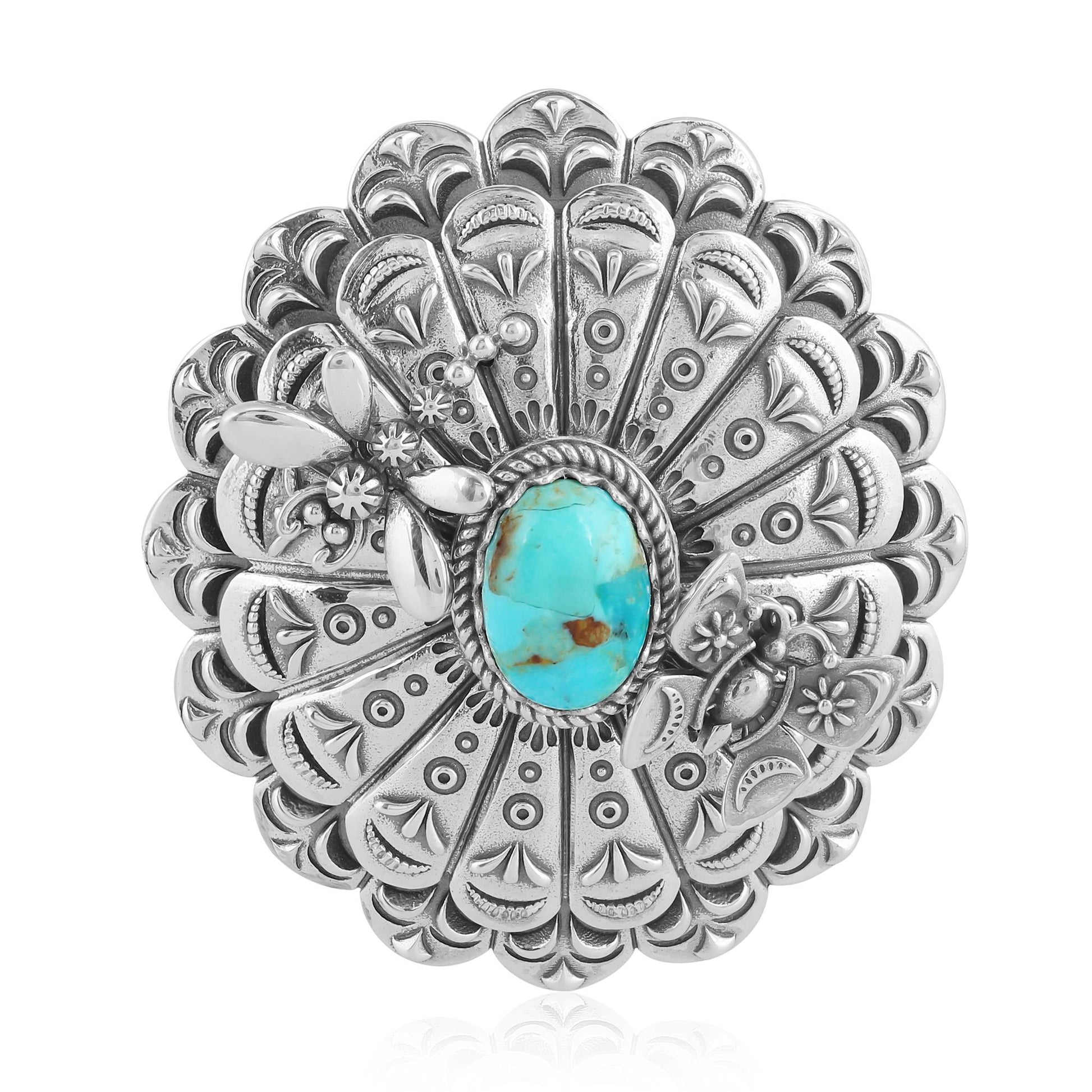 Sterling Silver Kingman Turquoise Butterfly and Dragonfly Pendant Enhancer