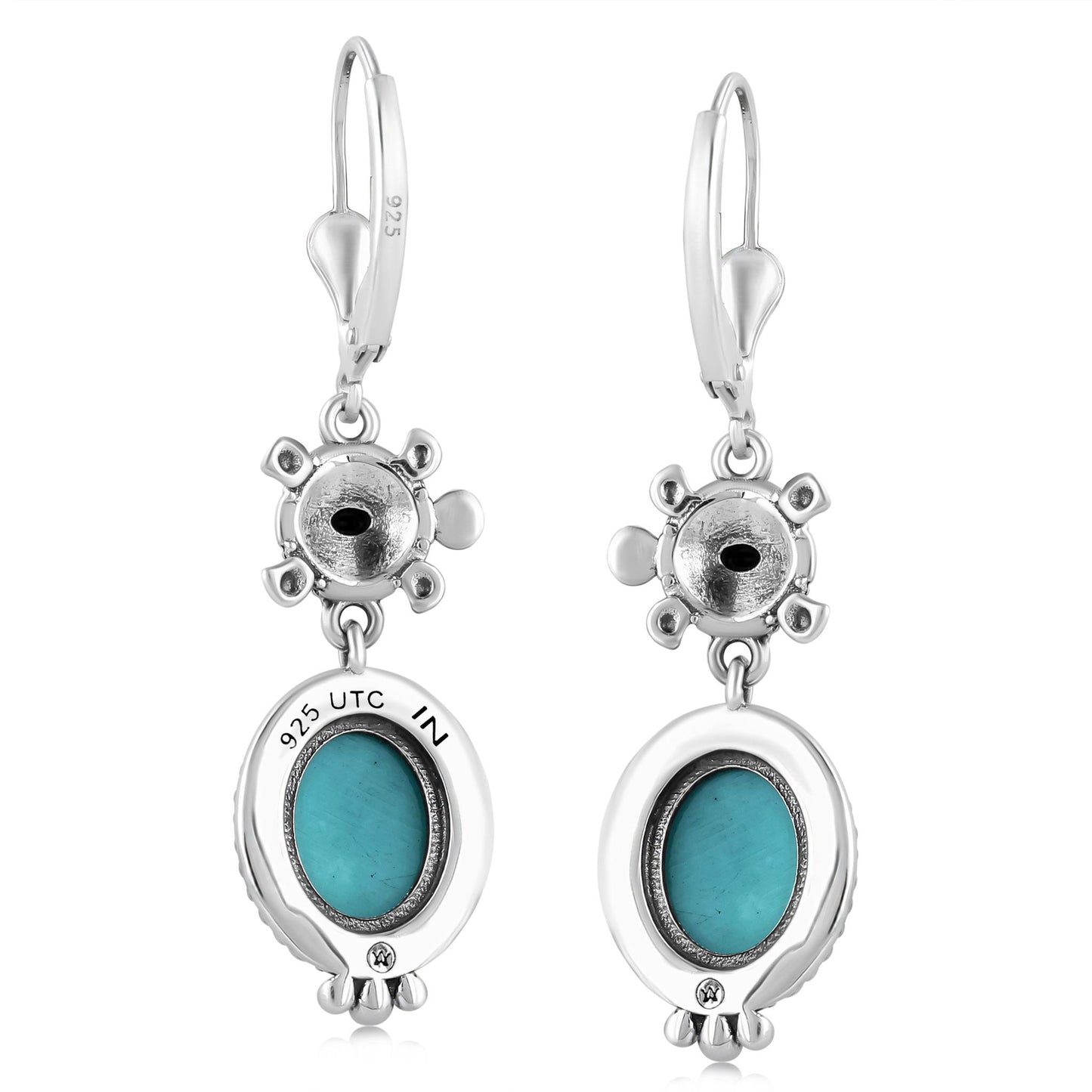 LIMITED EDITION! Sterling Silver Kingman Turquoise Turtle Drop and Dangle Earrings