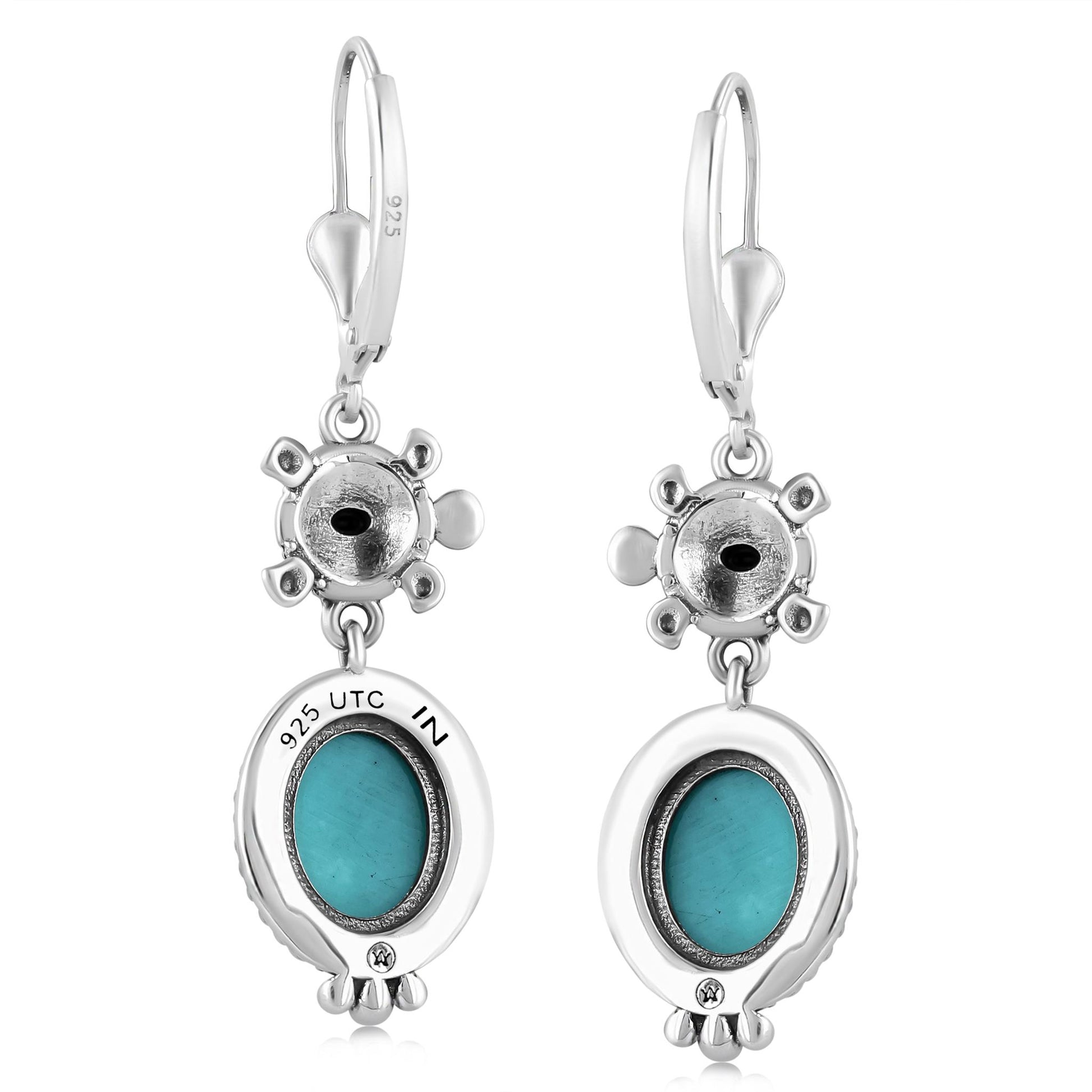 LIMITED EDITION! Sterling Silver Kingman Turquoise Turtle Drop and Dangle Earrings