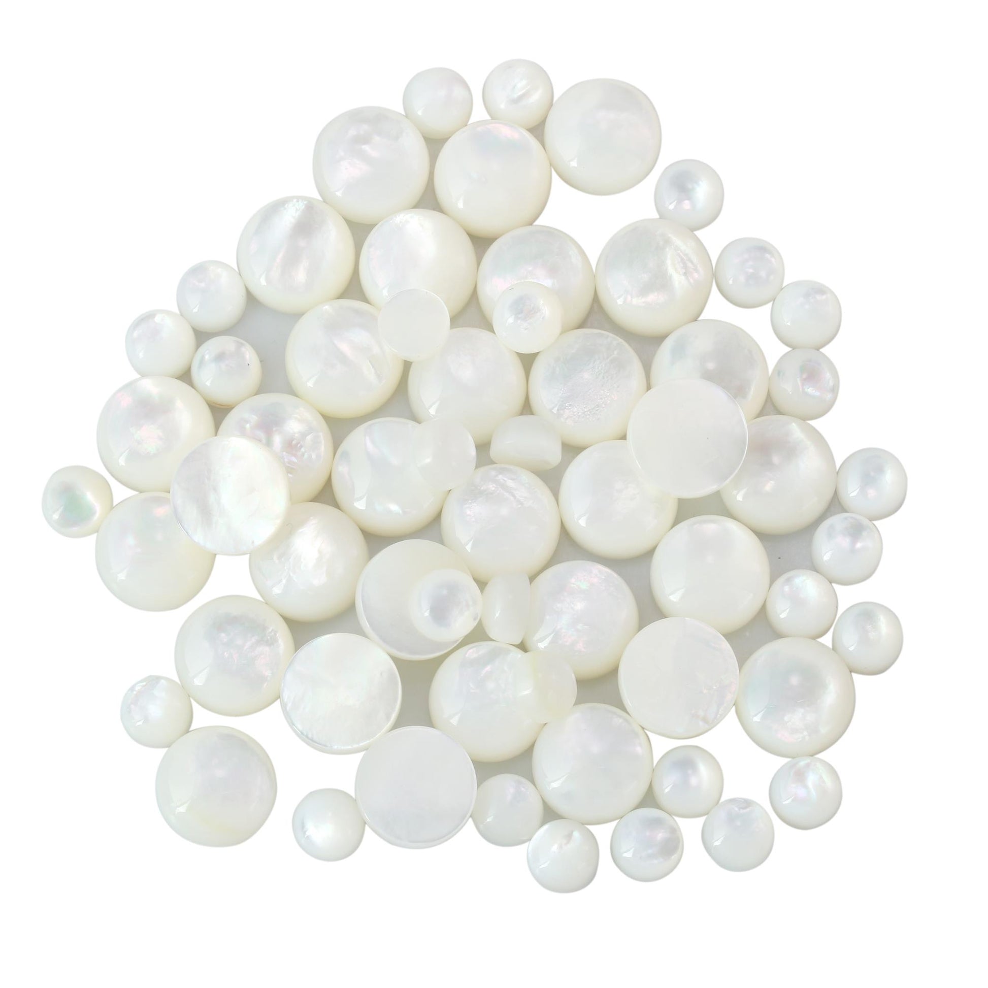 Sterling Silver White Mother of Pearl Oval Beaded Ring