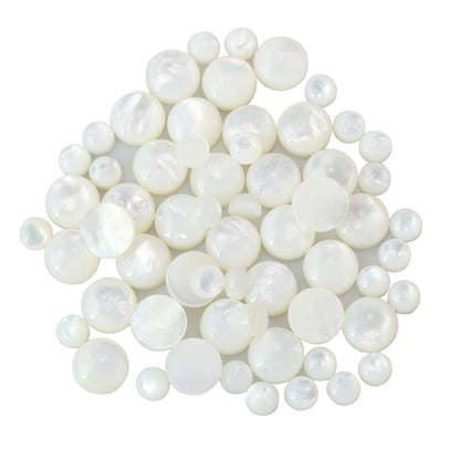 Sterling Silver White Mother of Pearl Oval Beaded Ring