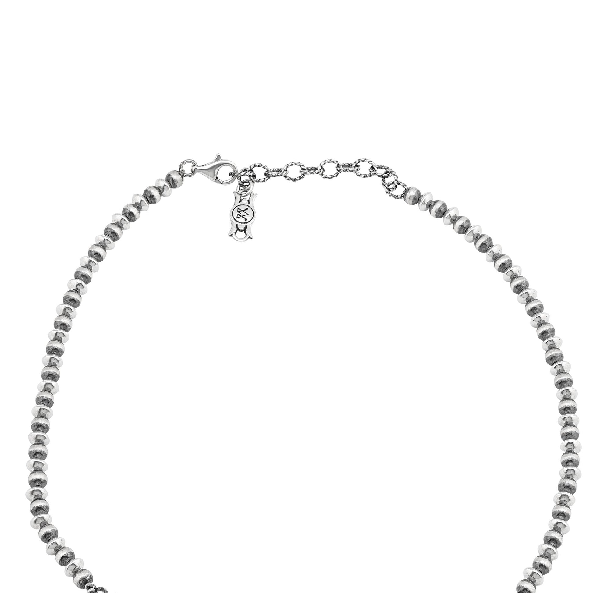  Sterling Silver Rhodochrosite Marquise-Cut Squash Blossom Necklace 