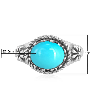 Sterling Silver Sleeping Beauty Turquoise East West Ring