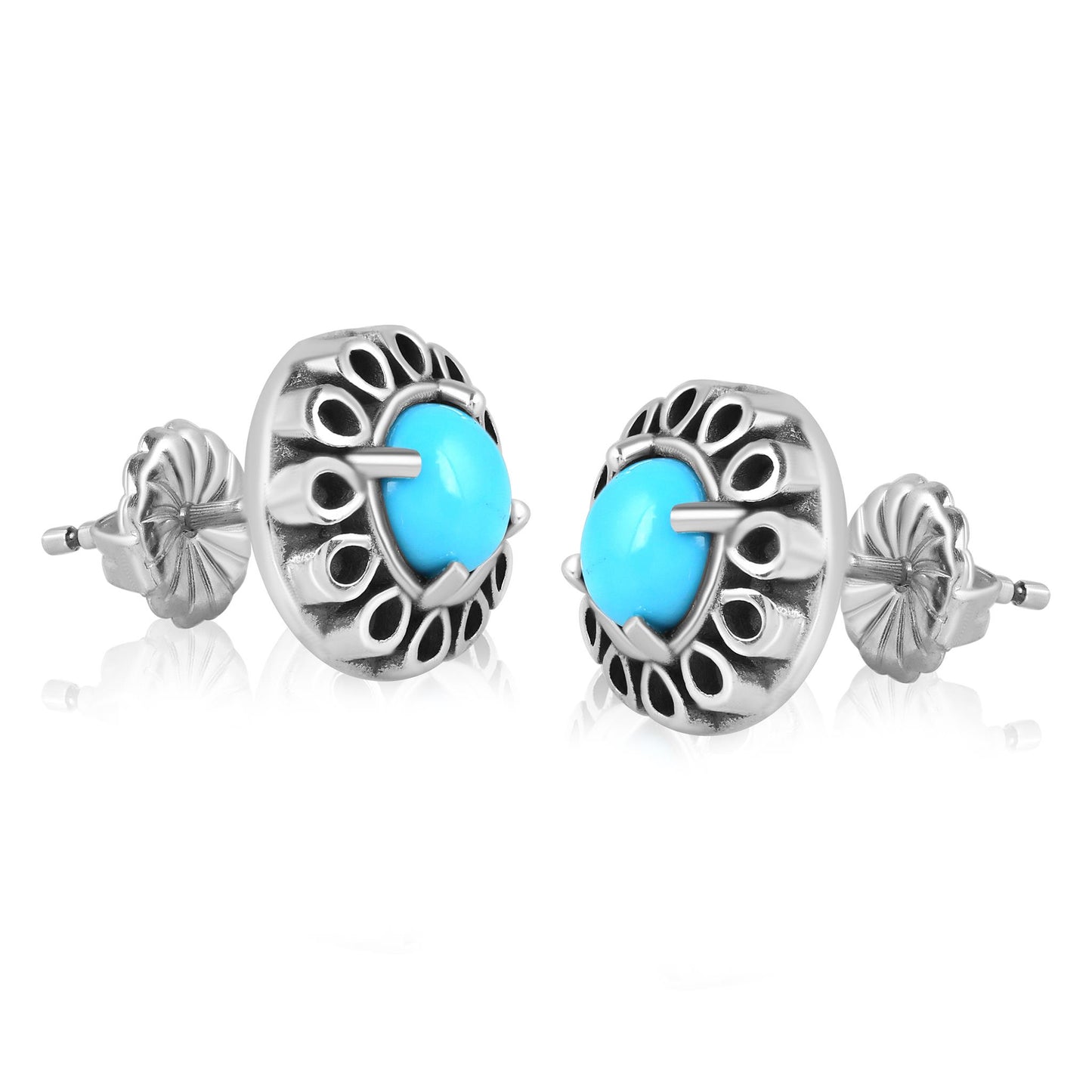 EXCLUSIVELY OURS! Sterling Silver Sleeping Beauty Turquoise Sunburst Stud Earrings