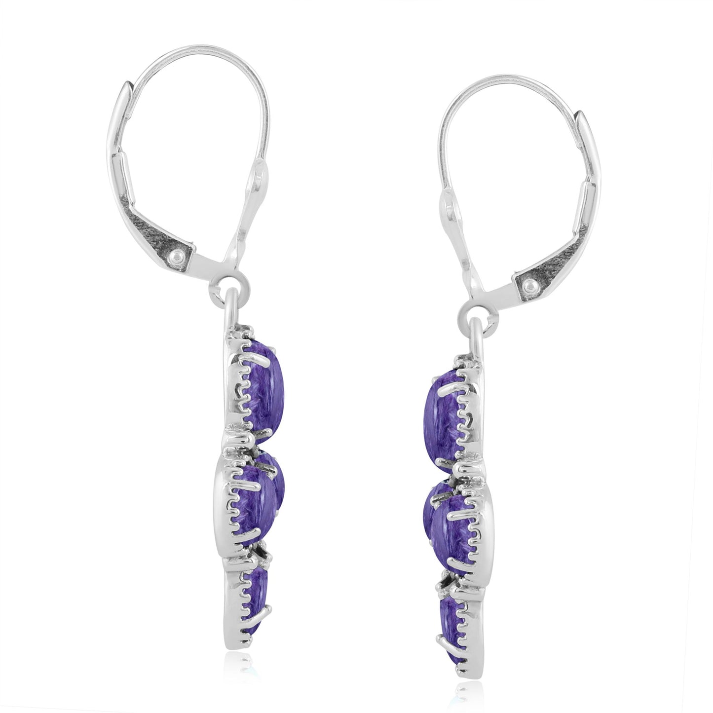 EXCLUSIVELY OURS! Sterling Silver Charoite Lever Back Dangle Earrings